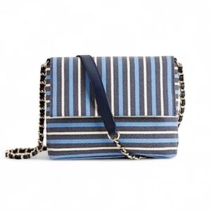 Talbots Envelope Blue Awning Stripe Chain Crossbody Bag